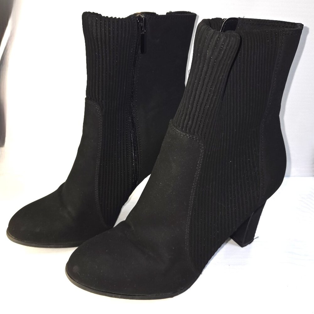 Impo Women's Black Faux Suede Stretch High Heel Half Boots Size 11